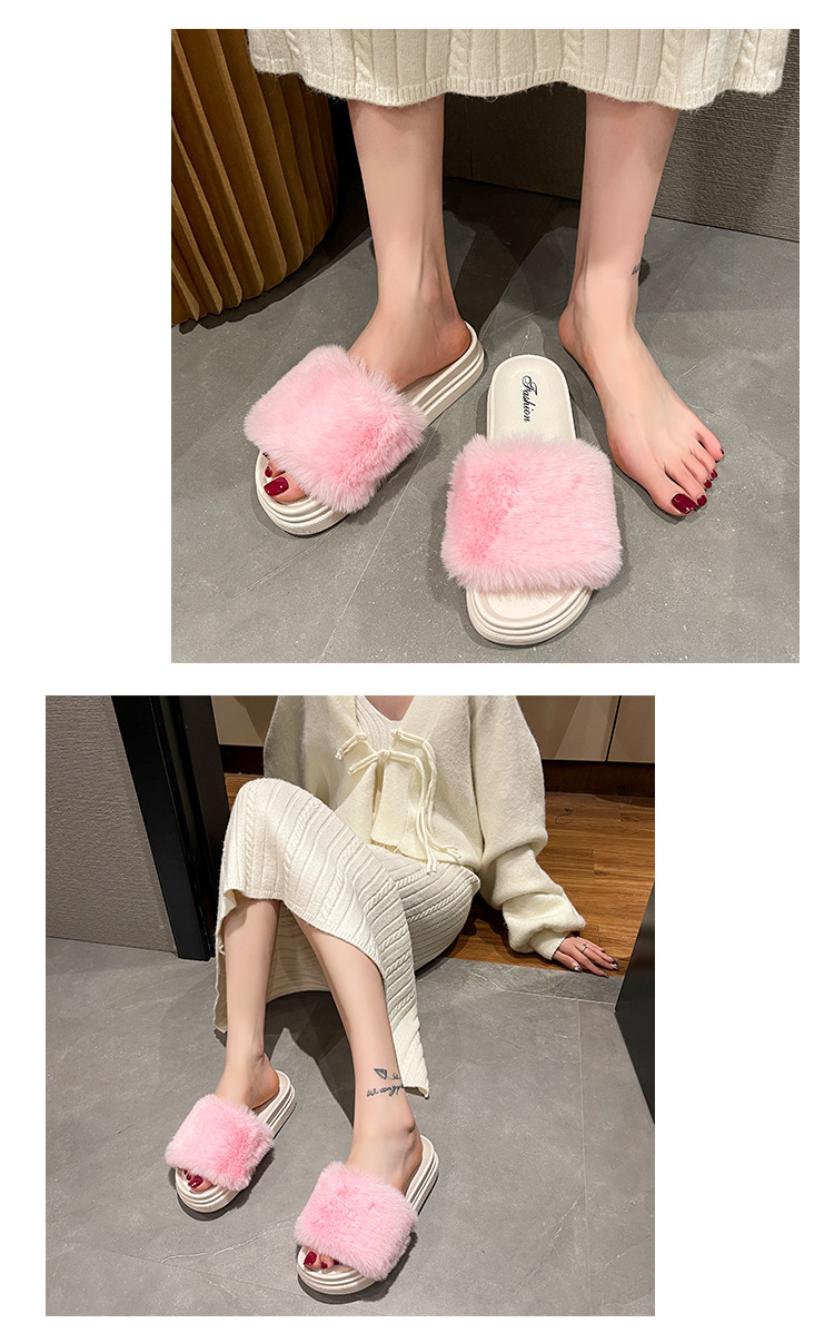 Pantofole da donna in morbido peluche con plateau e punta aperta detail 6