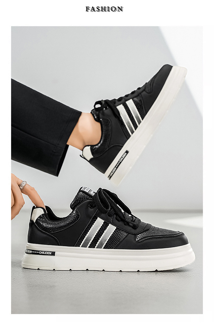 Scarpe casual stringate da uomo con plateau in pelle PU detail 9