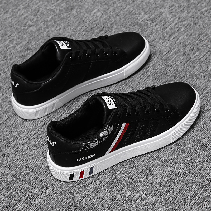 Leichte Freizeitschuhe für Herren aus PU-Leder mit Streifen & Schnürung detail 6