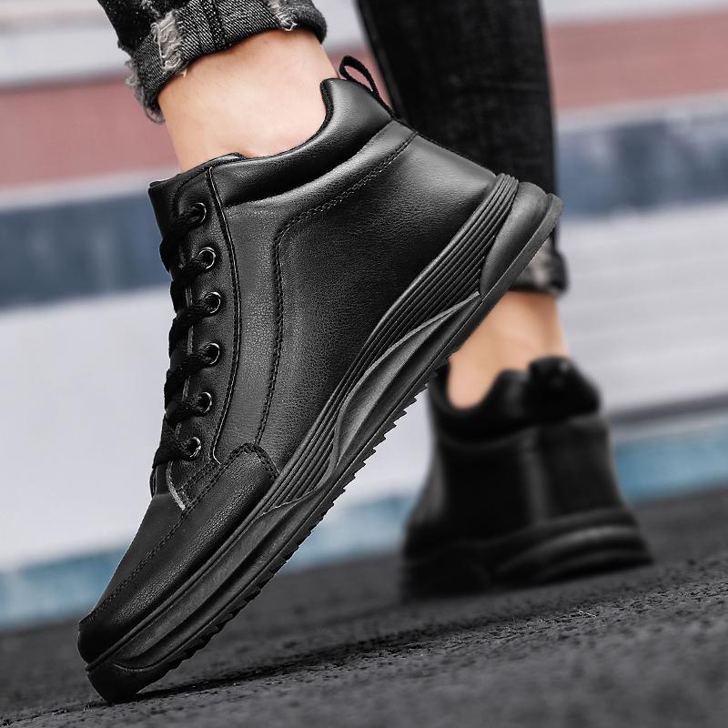 Einfarbige Schnür-Freizeitschuhe für Herren aus PU-Leder 5