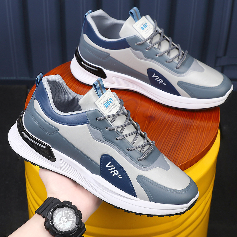 Men's Colorblock Cushioned Lace-Up Casual Sneakers