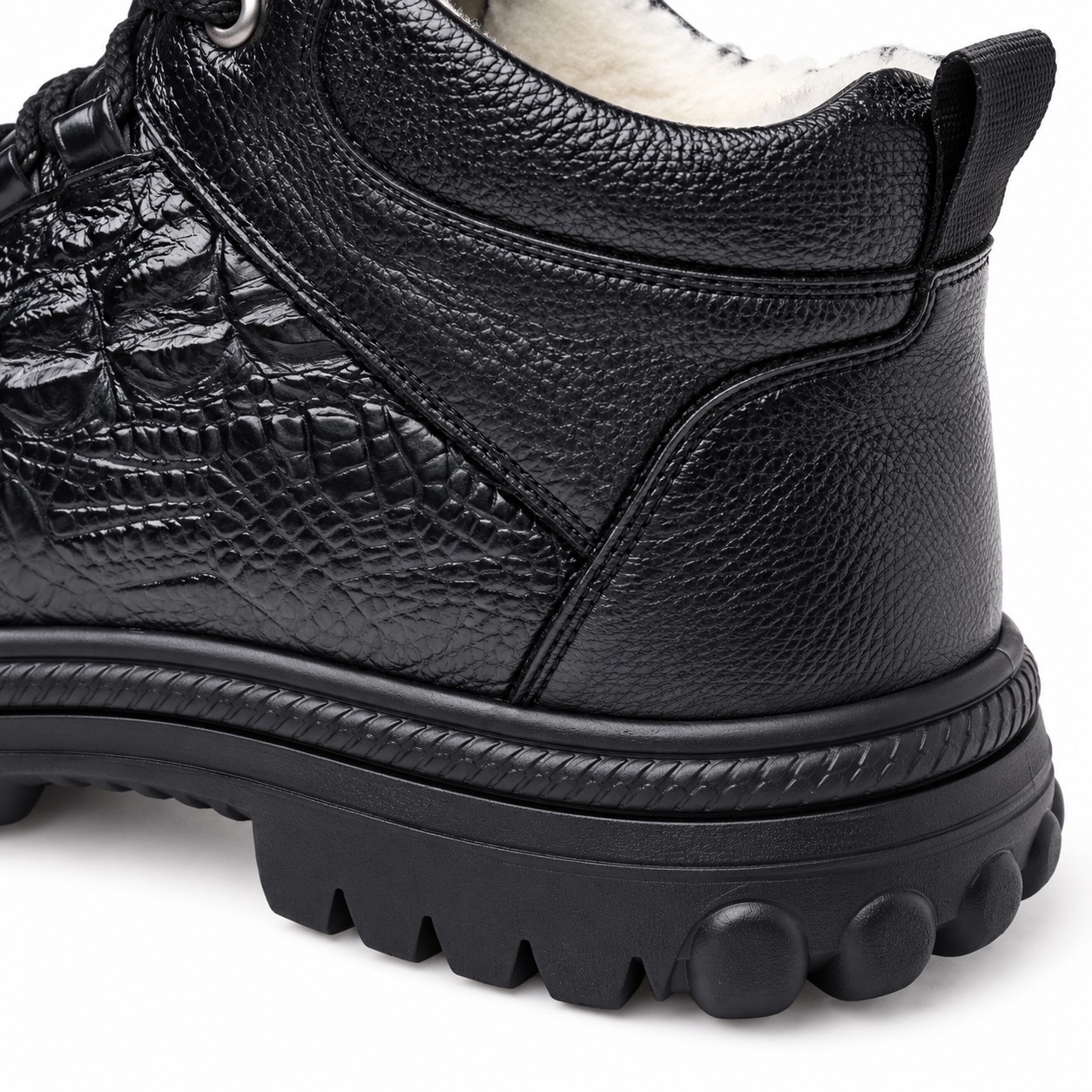 Men's Full-Grain Leather Lug-Sole Lace-Up Boots 10