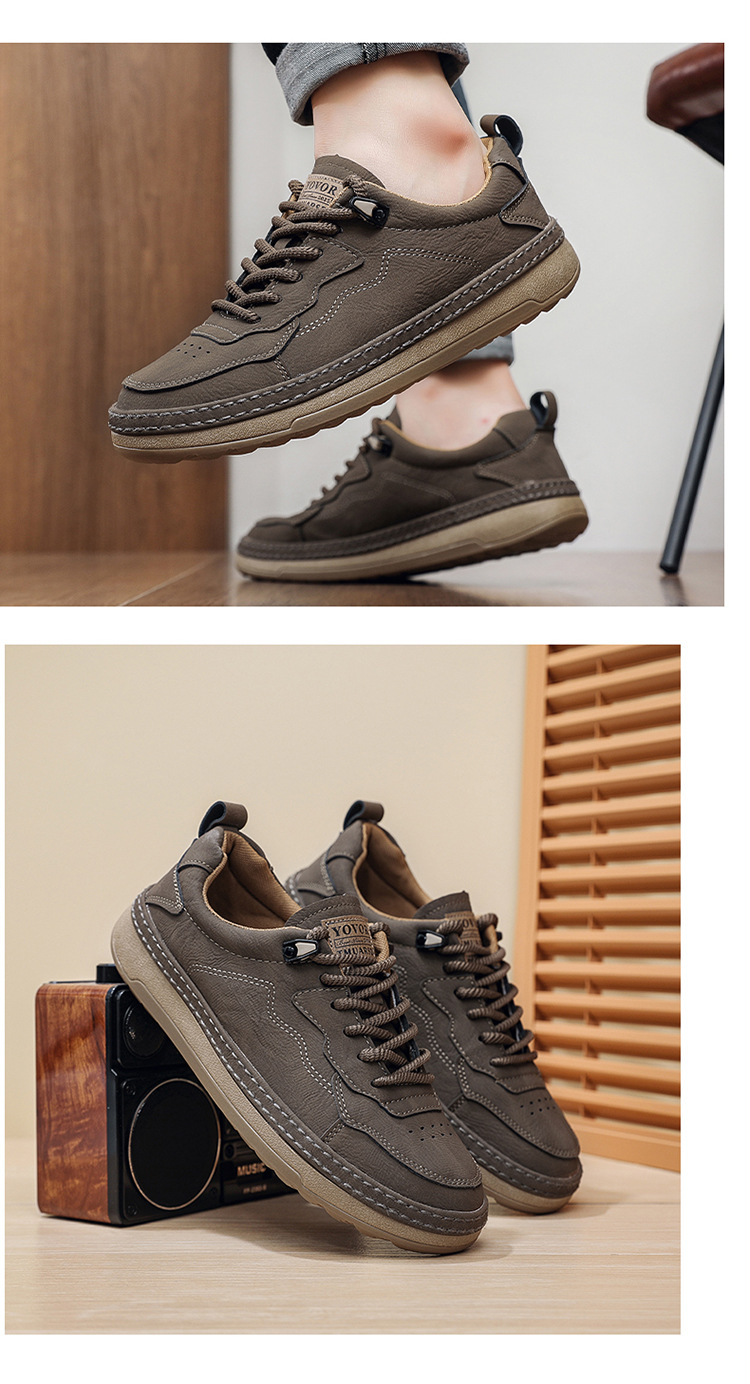 Herren Freizeitschuhe aus PU-Leder mit Schnürung & rutschfester Sohle detail 6