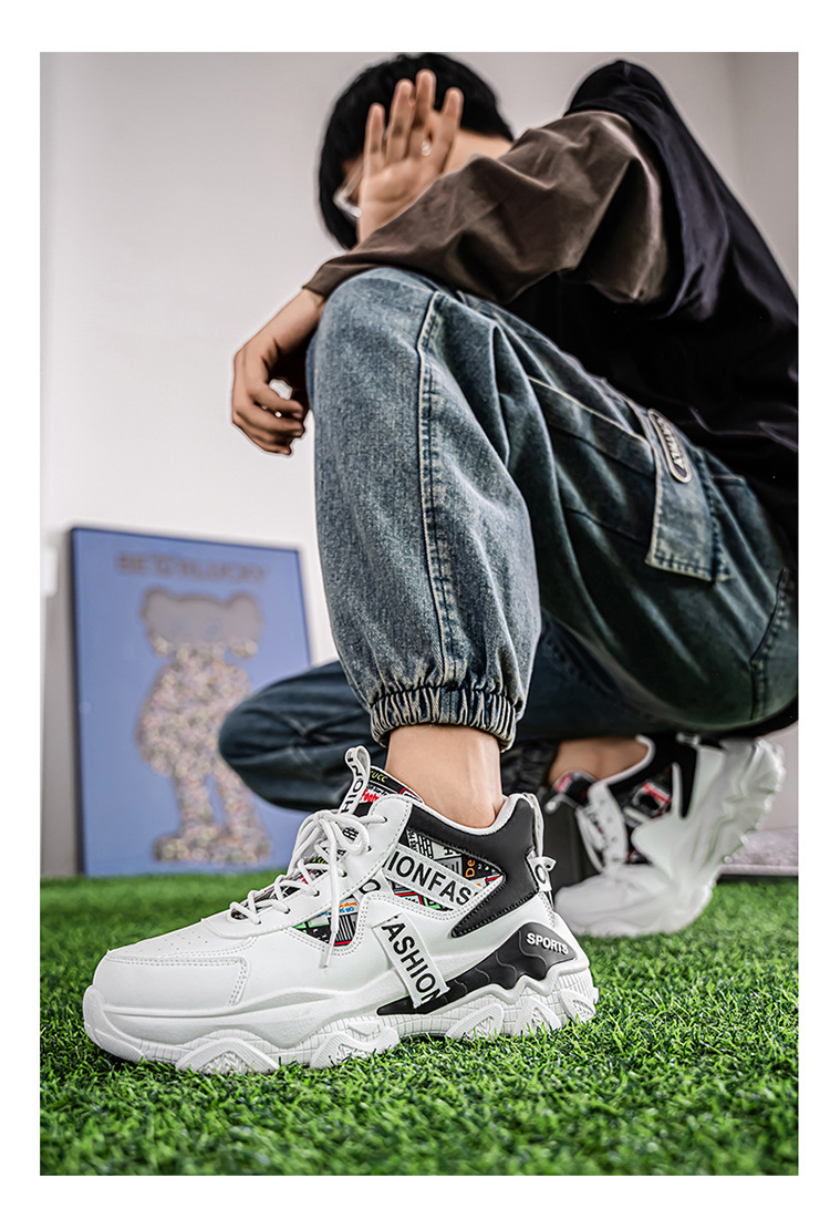 Rutschfeste Plateau-Freizeitschuhe für Herren mit Schnürung detail 9