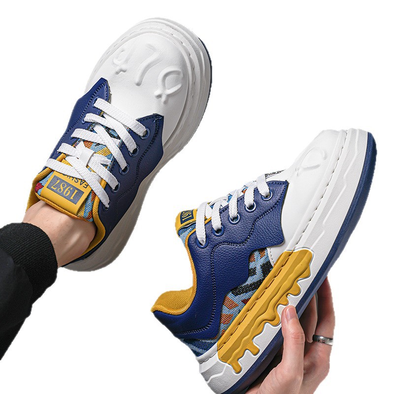 Men's Colorblock Lace-Up Platform Casual Sneakers 6