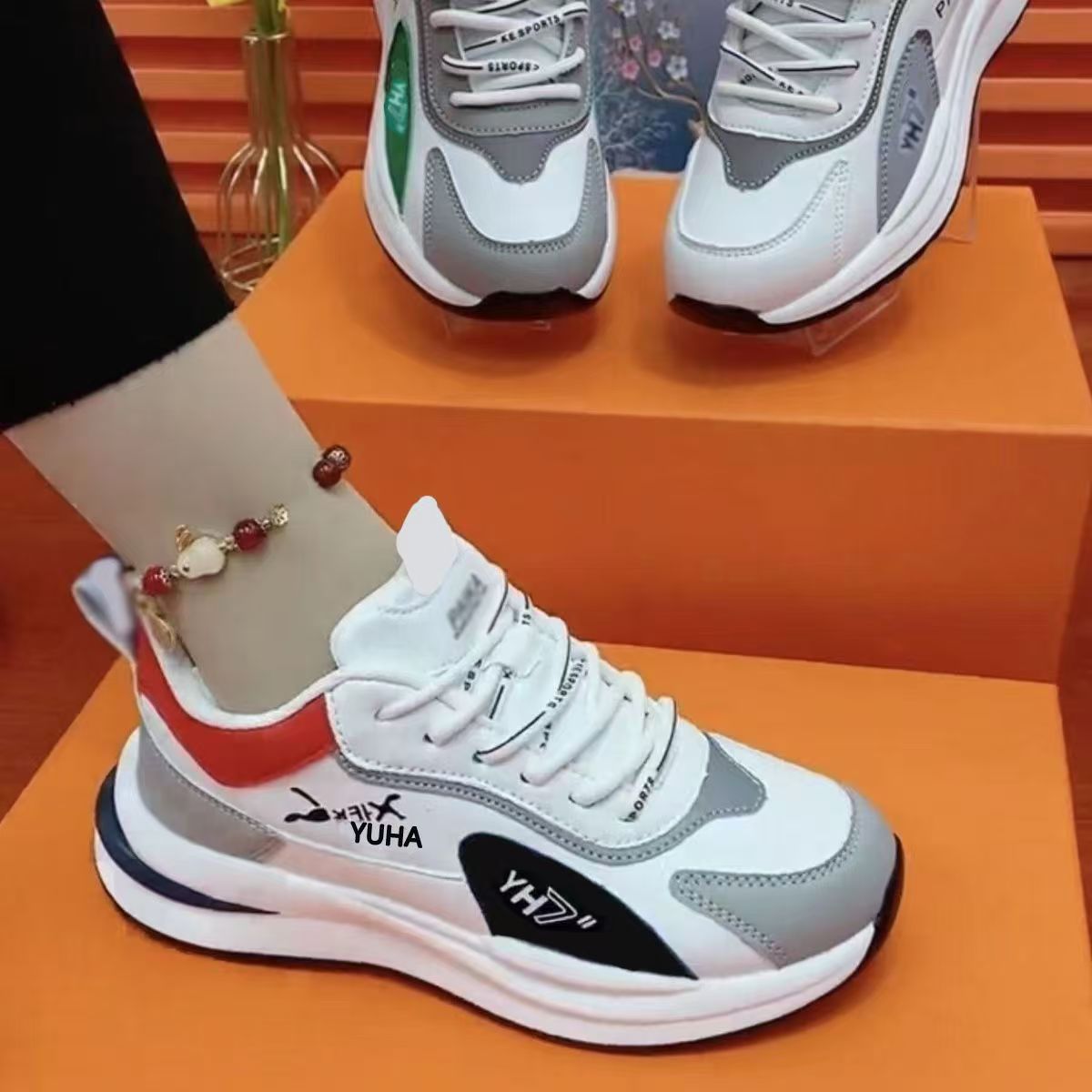 Scarpe casual da donna stringate e ammortizzate con design a blocchi di colore 4