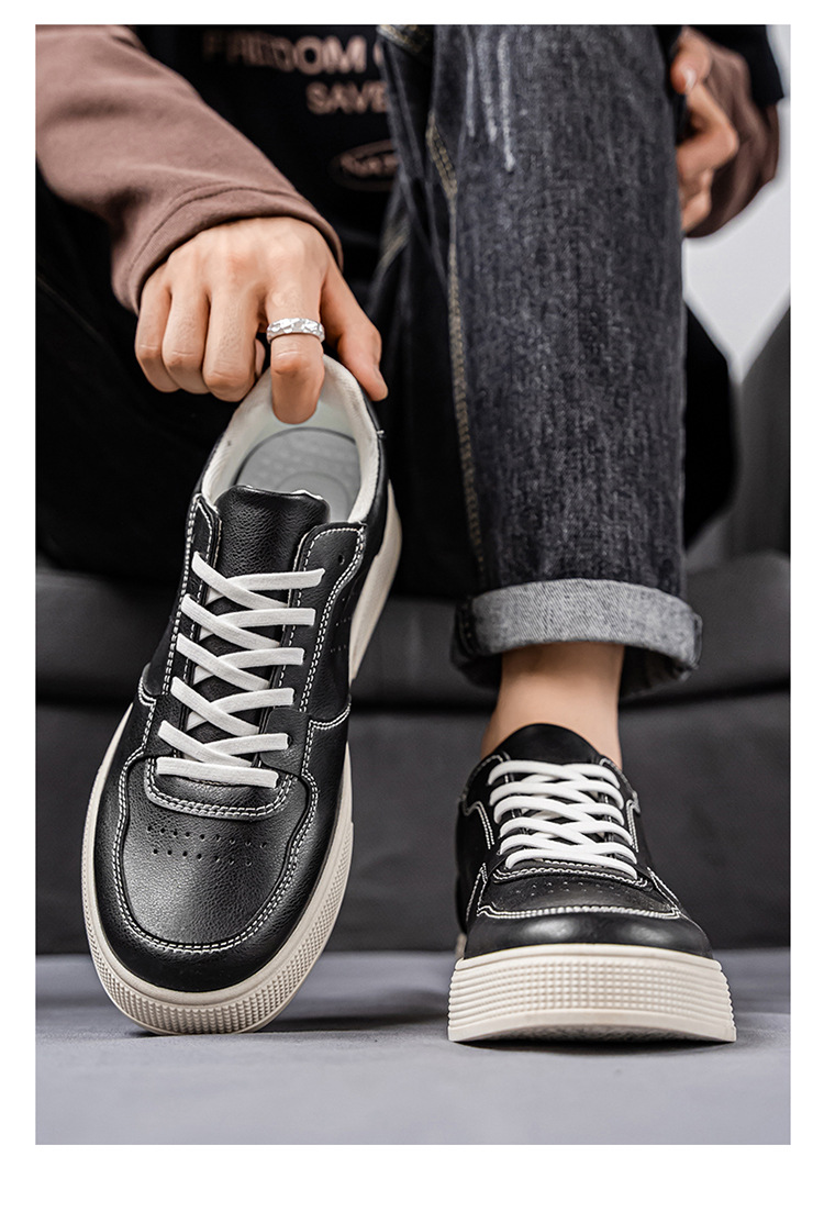 Men's Breathable PU Leather Lace-Up Casual Shoes detail 12