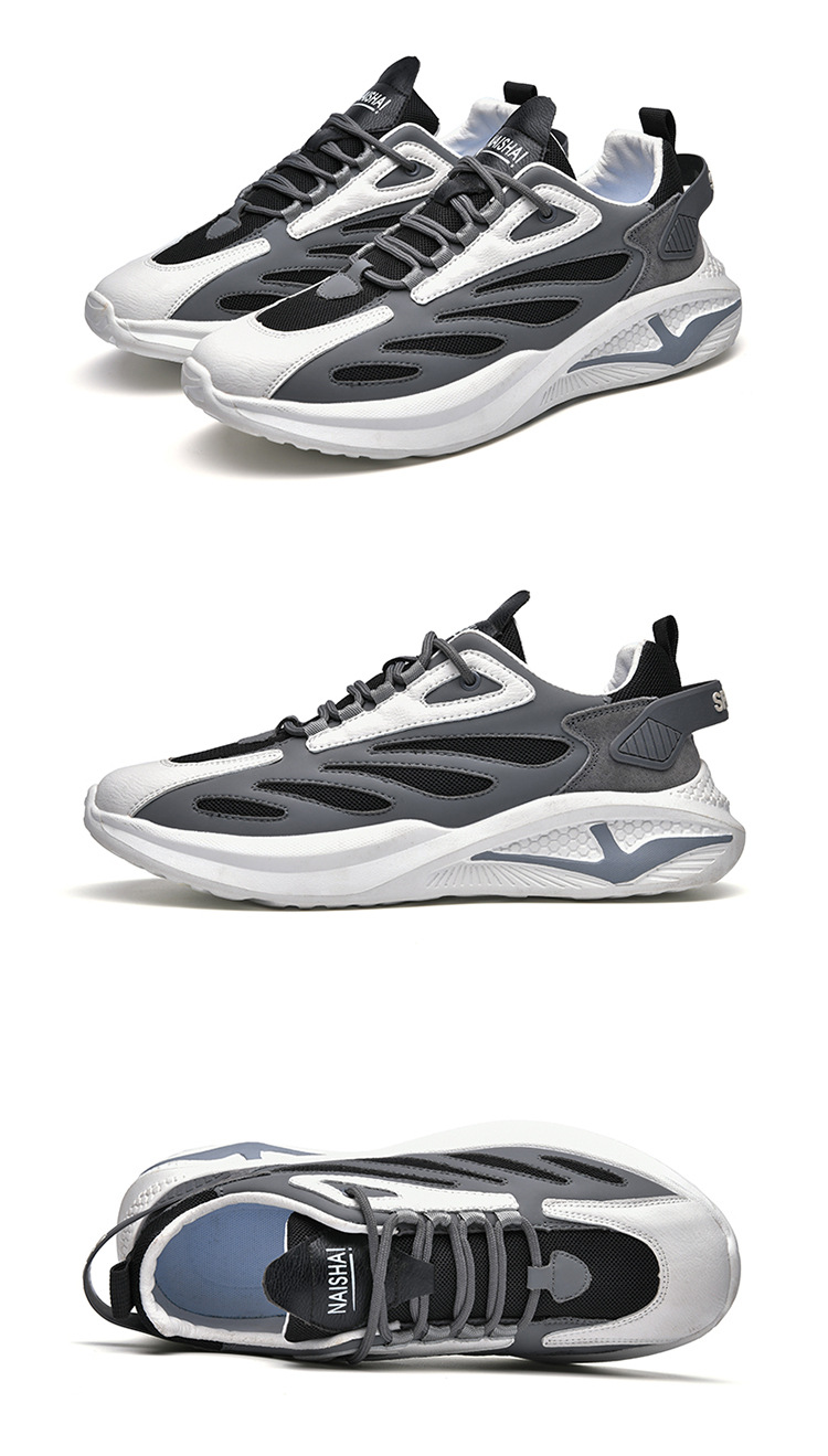 Men's Breathable Colorblock Lace-Up Sneakers detail 10