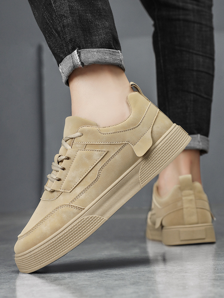 Einfarbige Herren-Freizeitschuhe aus PU-Leder zum Schnüren detail 2