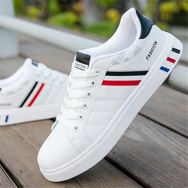Schnürbare Freizeitschuhe für Herren aus PU-Leder im Colorblock-Design