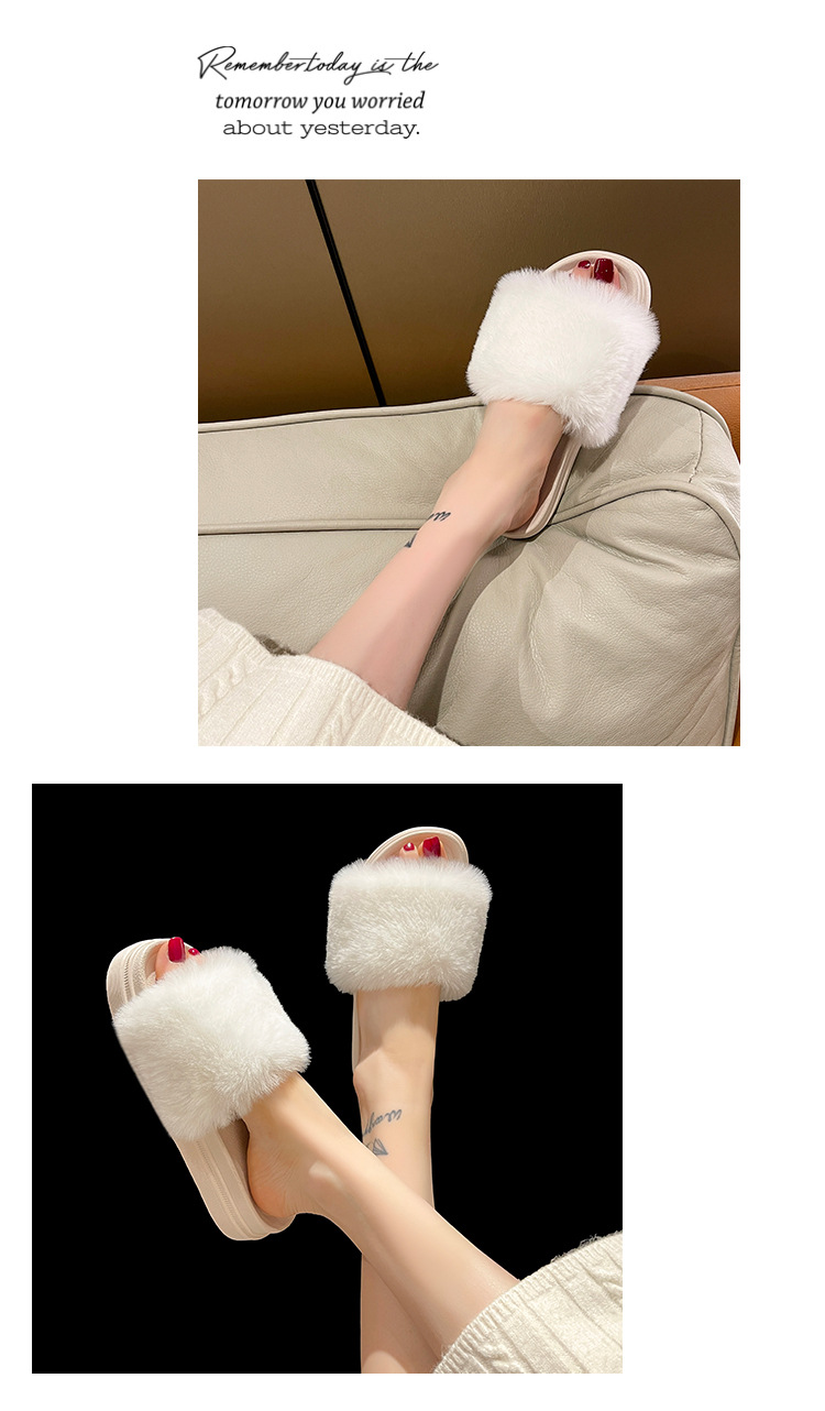 Pantofole da donna in morbido peluche con plateau e punta aperta detail 9
