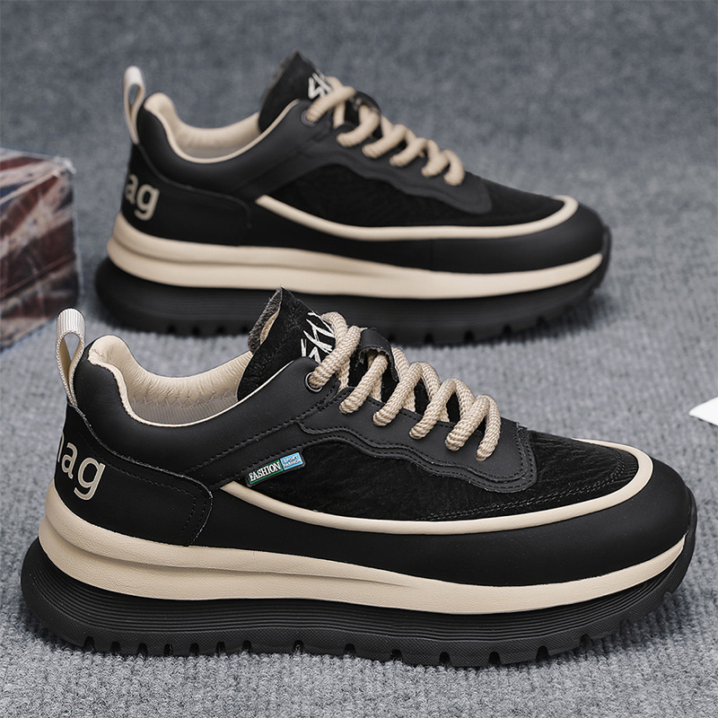 Men's Colorblock Platform Lace-Up Casual Shoes 5