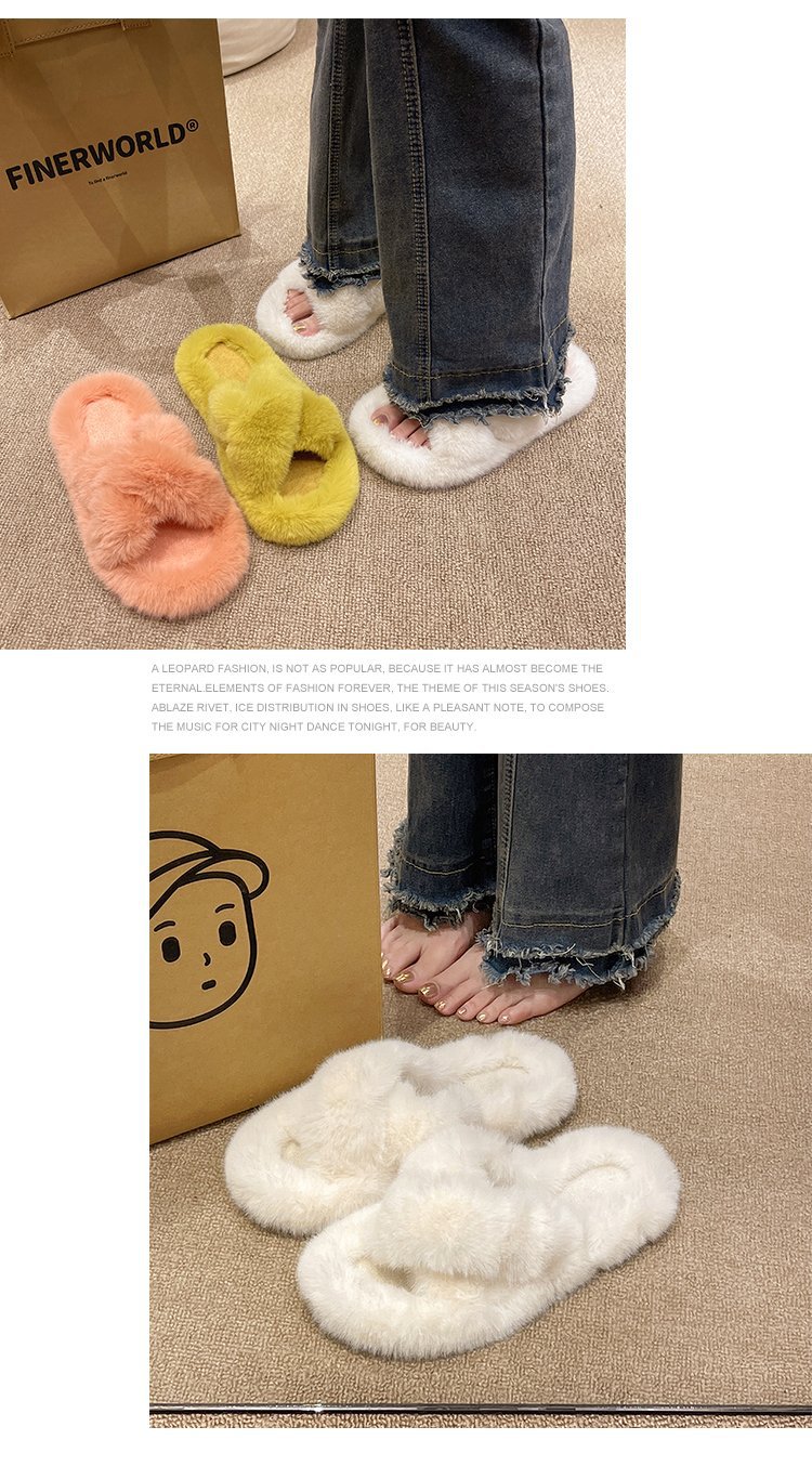 Women's Cozy Plush Open-Toe Flat Slippers detail 12