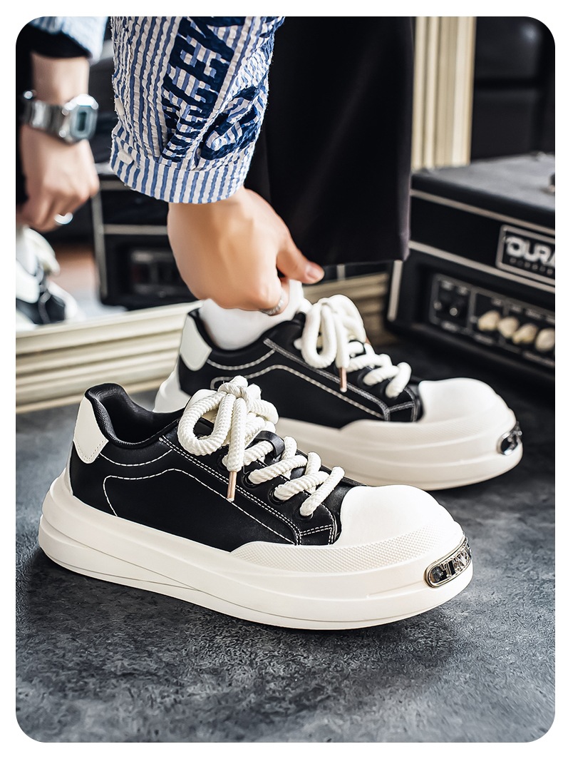 Gedämpfte Plateau-Freizeitschuhe für Herren mit Schnürung detail 10