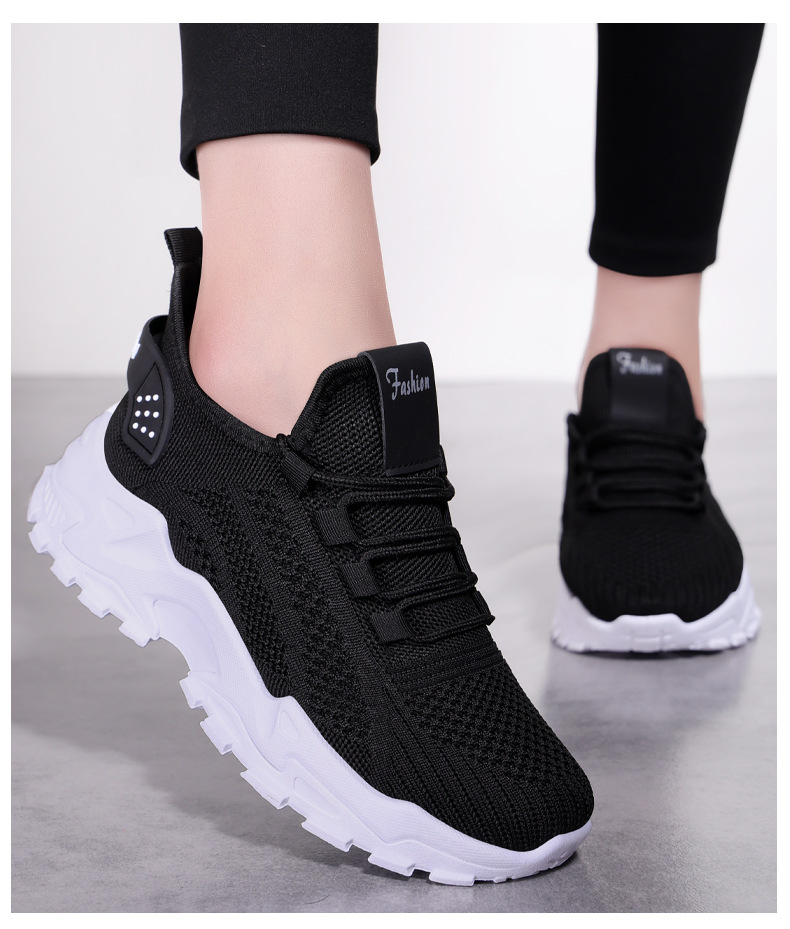 Ademende chunky platform sneakers voor dames van gebreid materiaal detail 15