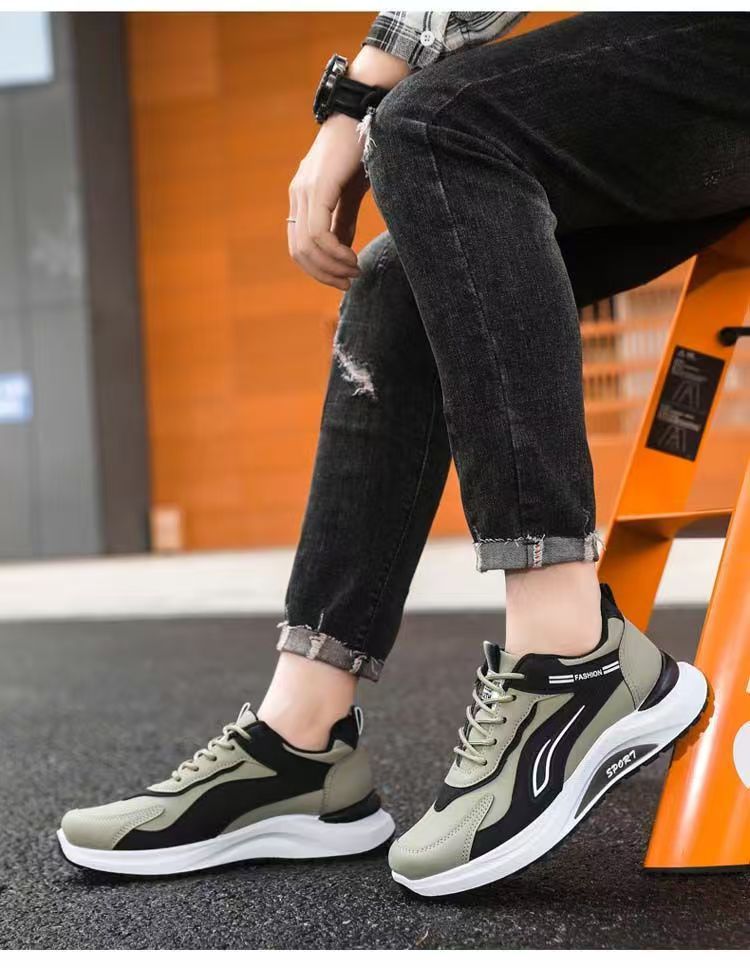 Sportliche Herren-Sneaker mit Blockfarben und Schnürung detail 1