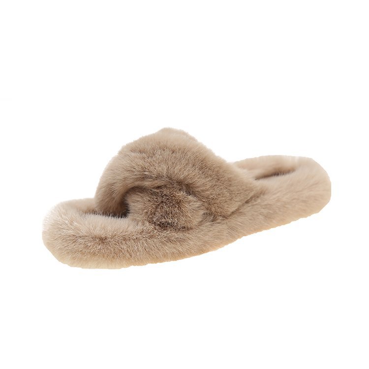 Women's Cozy Plush Open-Toe Flat Slippers 6
