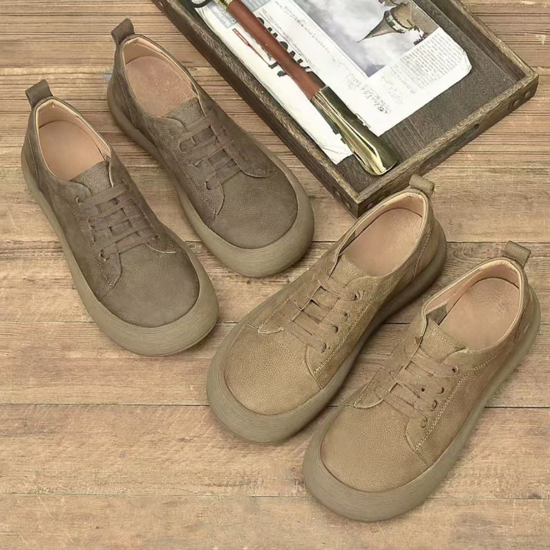 Scarpe casual da donna con lacci in pelle PU a punta tonda detail 4