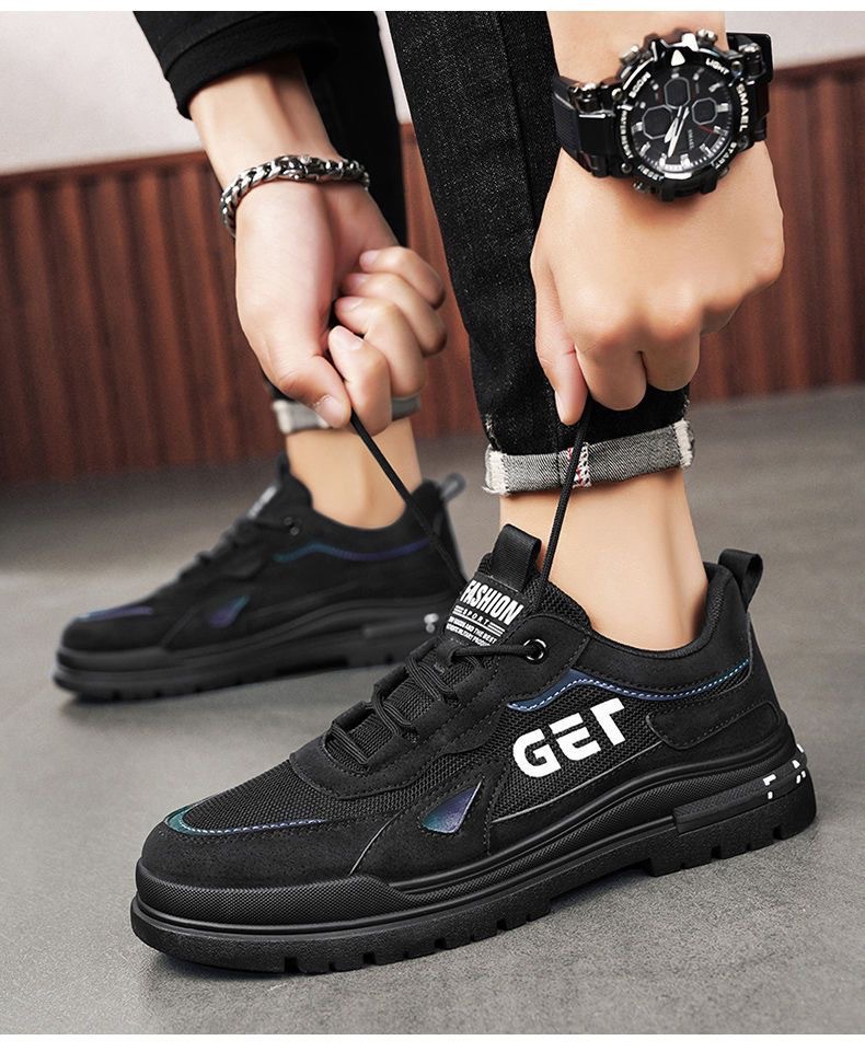 Men's Breathable Non-Slip Lace-Up Casual Shoes detail 1
