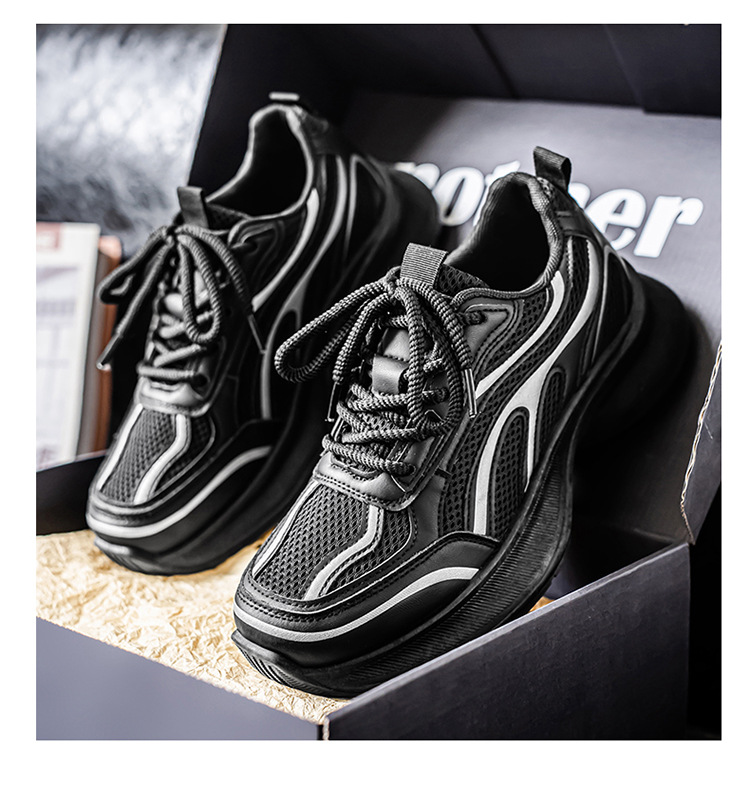 Atmungsaktive Plateau-Sneaker für Herren mit Schnürung detail 14