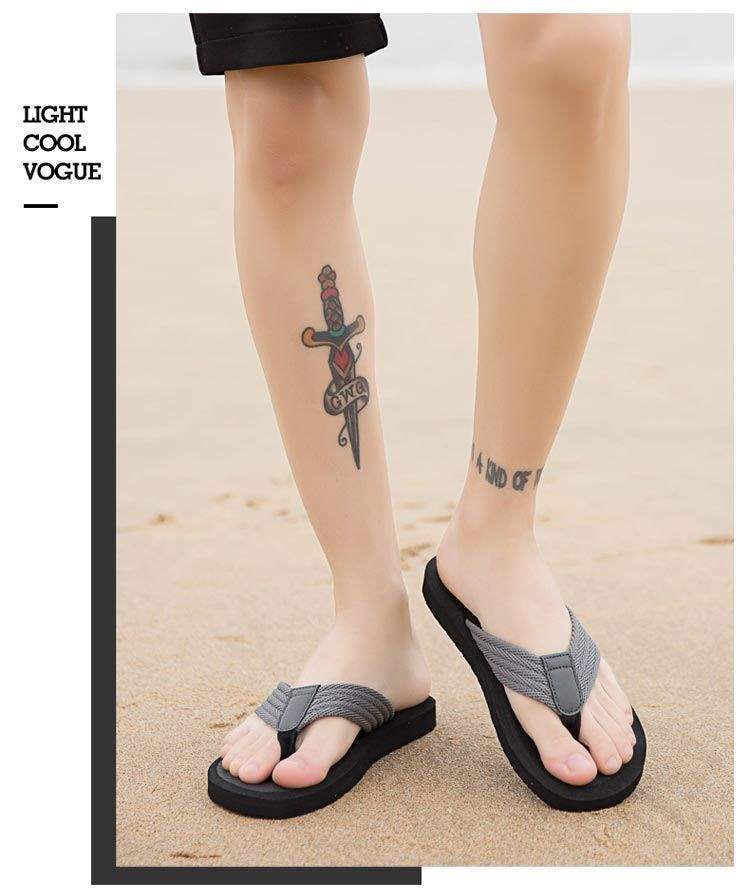 Men's Lightweight Braided Strap Beach Flip-Flops detail 9