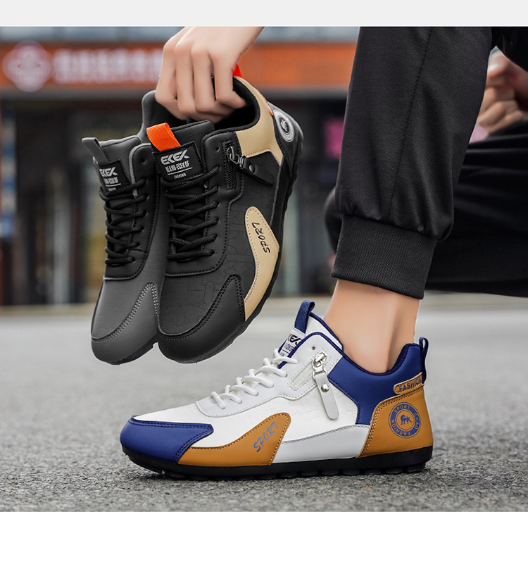 Scarpe casual da uomo stringate in ecopelle PU con design color block detail 2