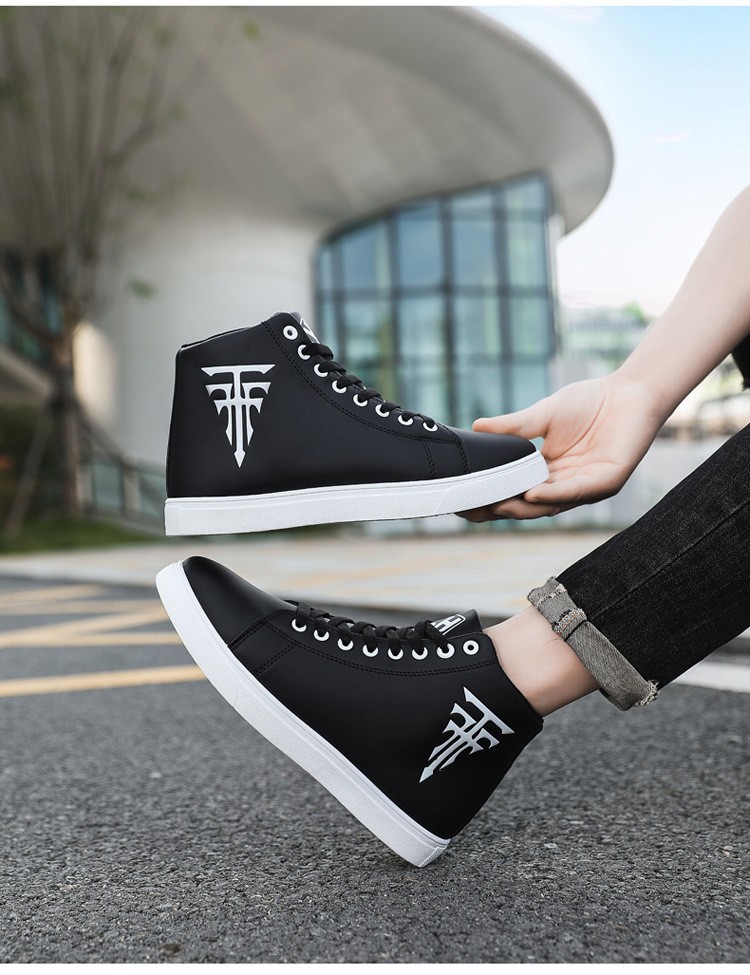 Men's Lace-Up PU Leather High-Top Casual Shoes detail 4