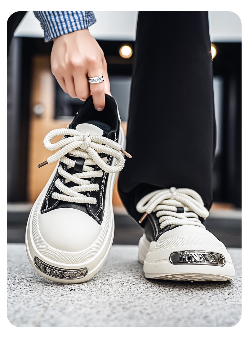 Gedämpfte Plateau-Freizeitschuhe für Herren mit Schnürung detail 6