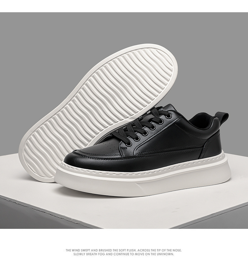 Einfarbige Plateau-Freizeitschuhe aus Leder für Herren detail 15