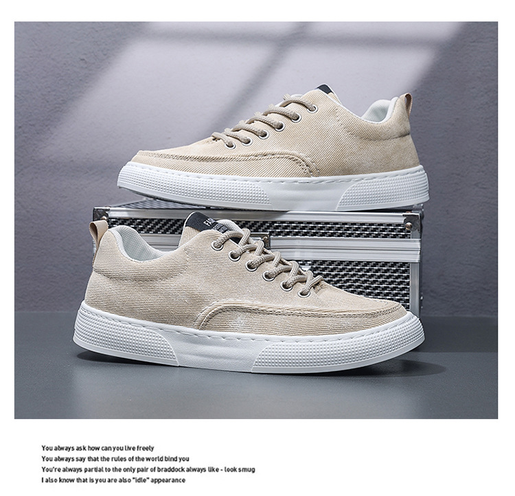 Men's Breathable Canvas Lace-Up Platform Casual Shoes detail 13