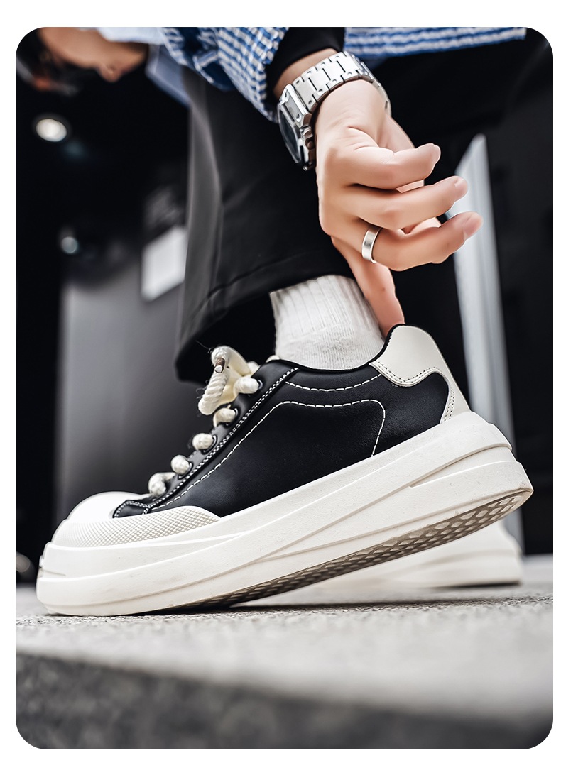 Gedämpfte Plateau-Freizeitschuhe für Herren mit Schnürung detail 5