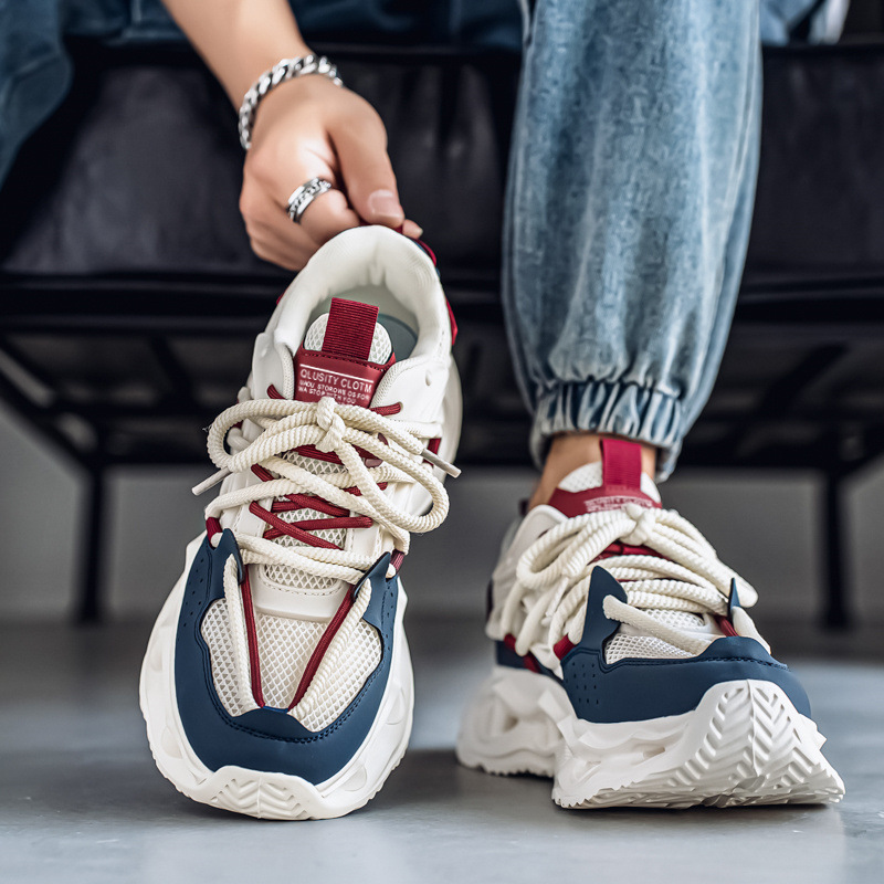 Sneakers stringate da uomo con plateau chunky e traspiranti 5