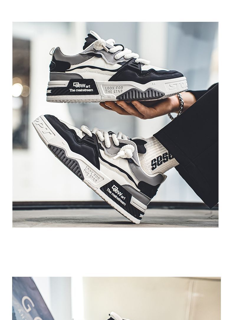 Men's Chunky Platform Colorblock Lace-Up Casual Shoes detail 6
