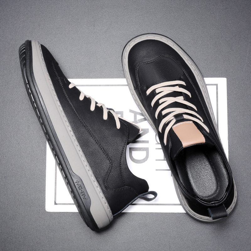 Men's Leather Lace-Up Non-Slip Casual Shoes