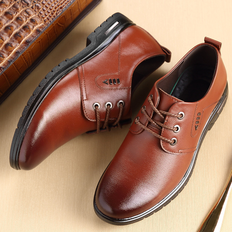 Elegante Schuhe für Herren aus Leder zum Schnüren mit rutschfester Sohle 5