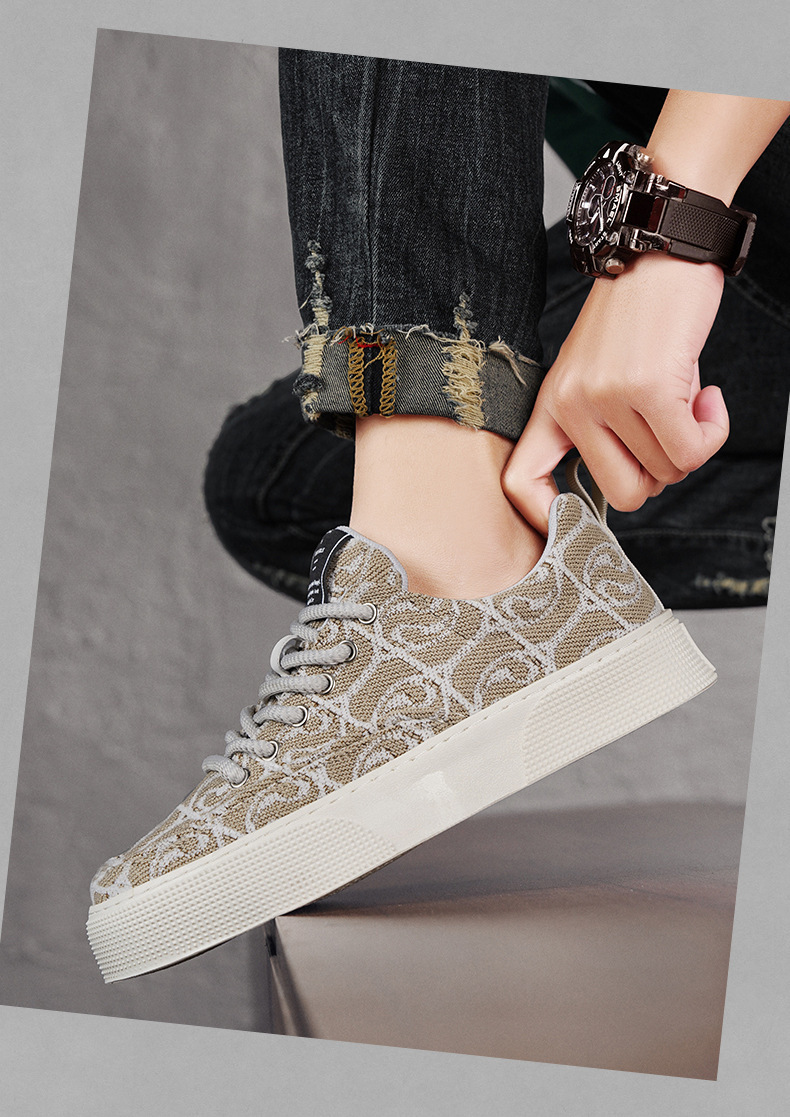 Men's Graphic Print Platform Lace-Up Casual Shoes detail 4