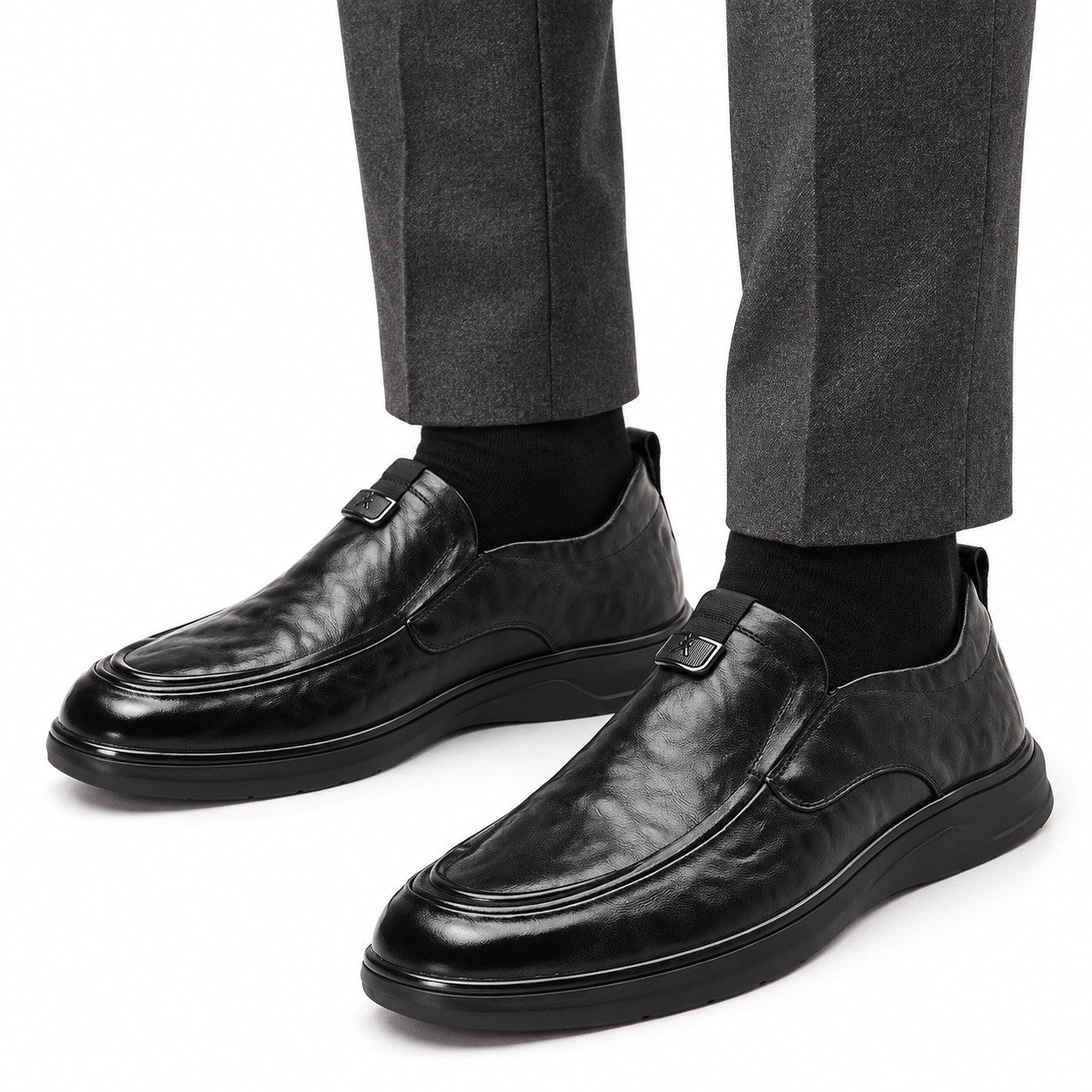 Men's Full-Grain Leather Cushioned Apron-Toe Casual Shoes 2