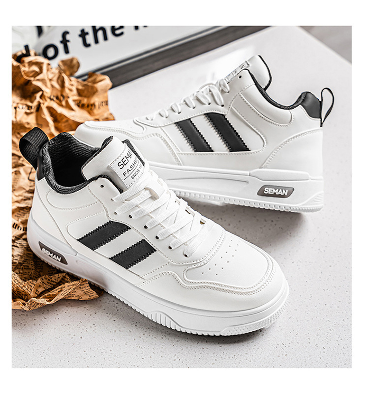 Men's Lace-Up PU Leather Colorblock Casual Sneakers detail 14