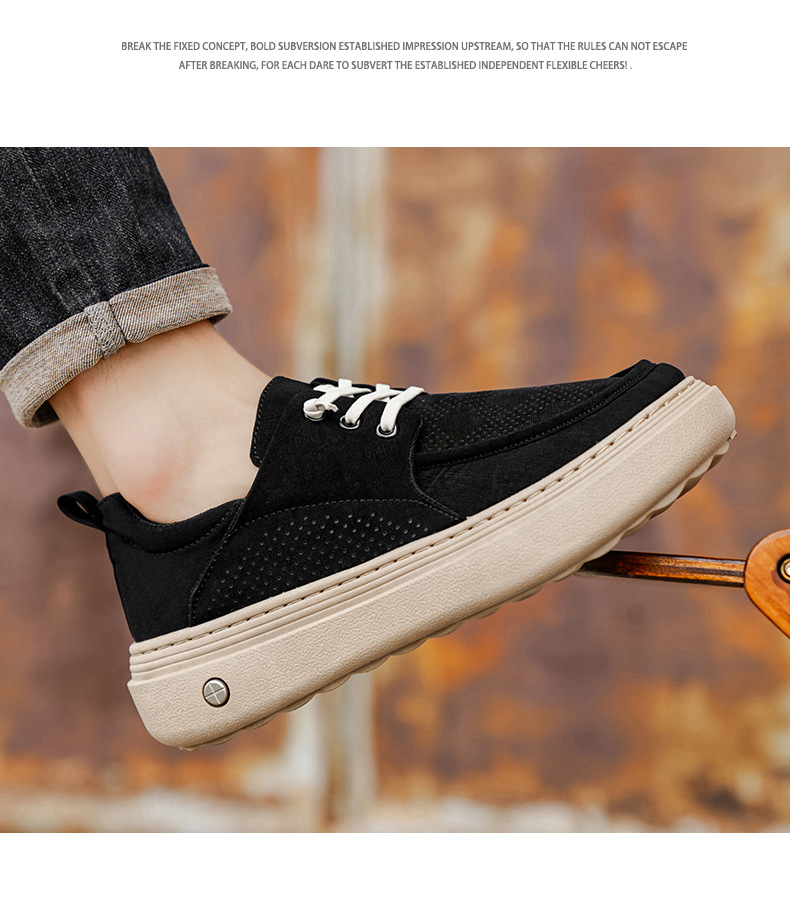 Gedämpfte Plateau-Freizeitschuhe für Herren mit Schnürung detail 10