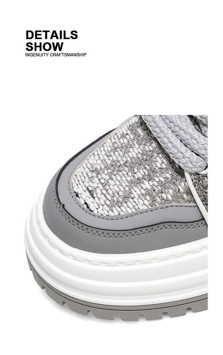 Chunky casual schoenen voor heren van canvas met plateauzool en colorblock detail 2