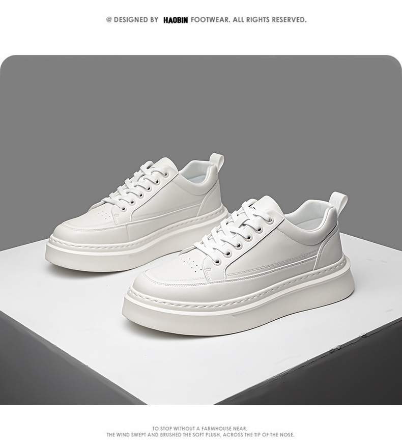 Einfarbige Plateau-Freizeitschuhe aus Leder für Herren detail 9