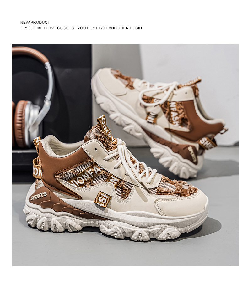 Men's Chunky Platform Lace-Up Casual Sneakers detail 5