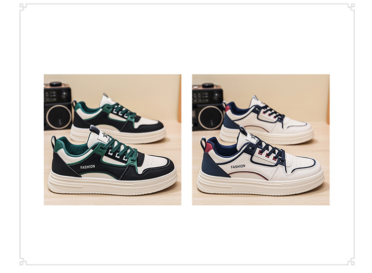 Men's Colorblock Lace-Up PU Leather Casual Shoes detail 1