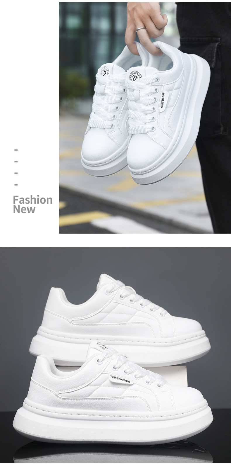 Herren Plateau-Freizeitschuhe aus PU-Leder zum Schnüren detail 10