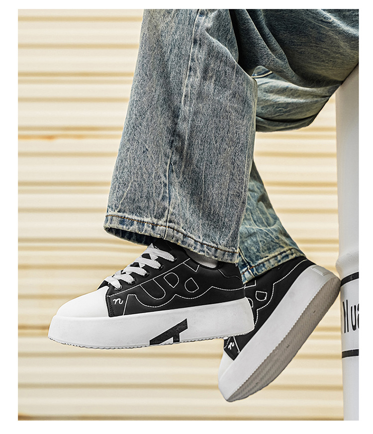 Chaussures casual à plateforme et lacets pour homme à semelle épaisse detail 2