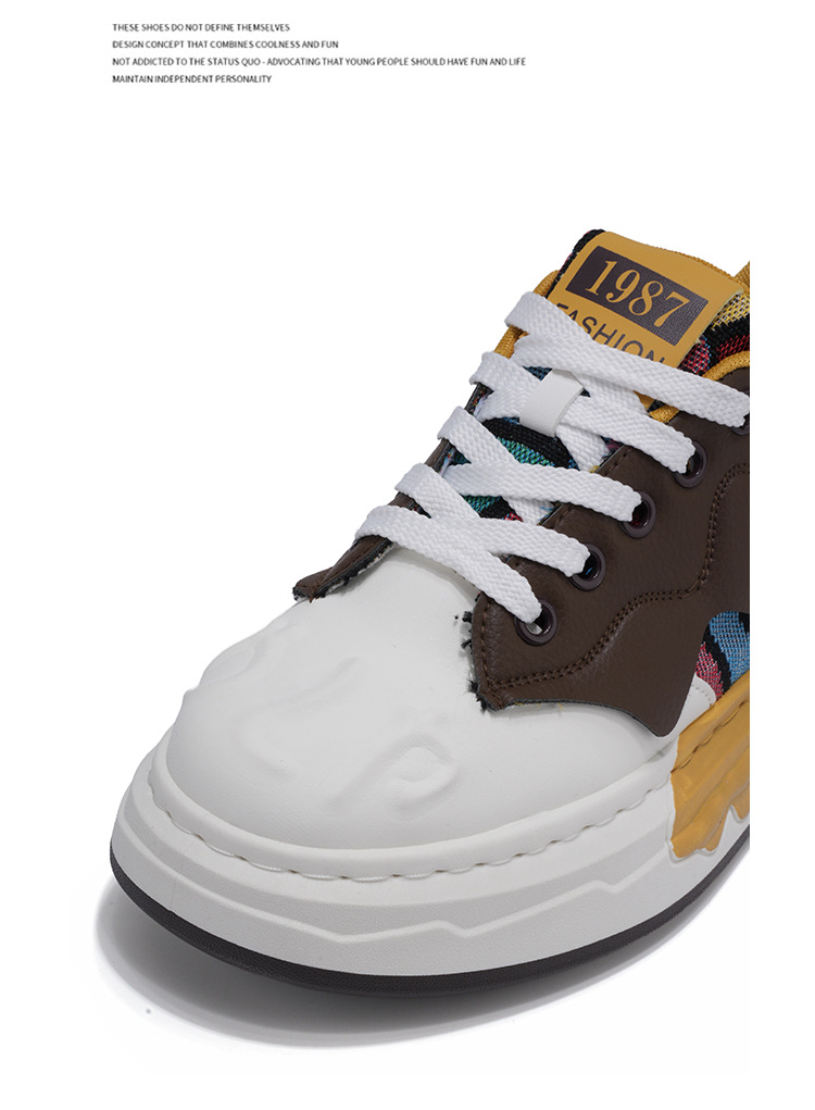Men's Colorblock Lace-Up Platform Casual Sneakers detail 1