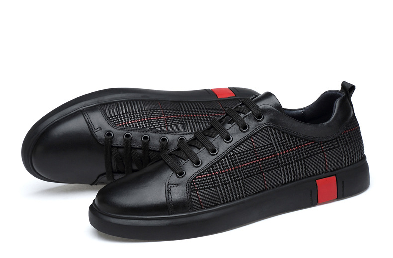 Herren-Freizeitschuhe aus Leder zum Schnüren mit Karomuster detail 8