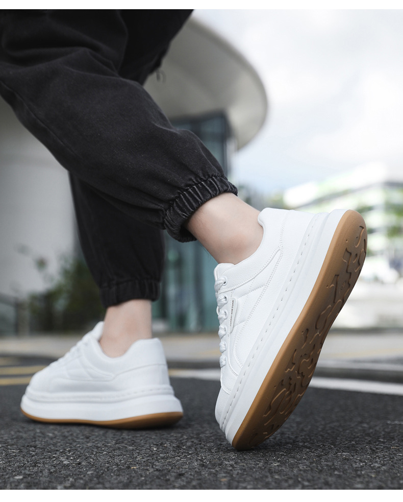 Herren Plateau-Freizeitschuhe aus PU-Leder zum Schnüren detail 1