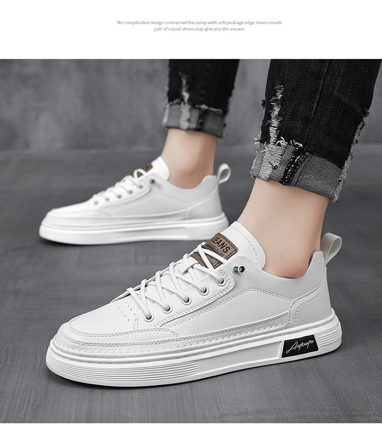 Herren Freizeitschuhe aus PU-Leder Rutschfeste Sneaker zum Schnüren detail 13