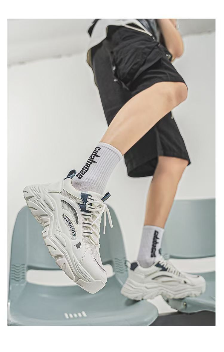 Ademende platform sneakers voor heren met colourblock detail 2